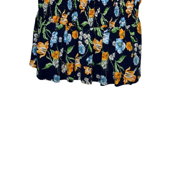 Draper James Women's Top Poplin Cropped Smocked Floral Stretch Square Neck Small - Picture 4 of 10